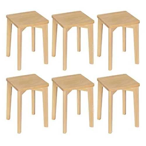 WOLTU Esszimmerstühle Massivholz - Robuster Holzhocker ohne Lehne - Esszimmerstühle aus lackiertem Buchenholz, feuchtigkeitsbeständig und mit hoher Tragfähigkeit von 150 kg. Ideal für platzsparende Nutzung in Küche oder Büro.