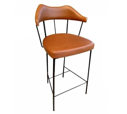 Moderner Barhocker mit Rückenlehne in Braun - Stylischer Barhocker für den Innenbereich, gepolsterter Sitz für hohen Komfort, ideal für Esszimmer. Maße: 53 x 51 x 102 cm, modern und pflegeleicht.