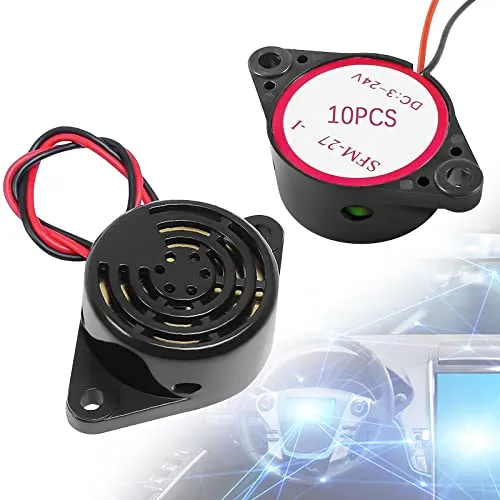 GZLCEU 10 Stück Piezo Buzzer, Dauerton Elektronischer Summer 3V 24V Sound Intermitent Piepton für Computer Drucker Fahrzeugelektronik Alarmanlagen