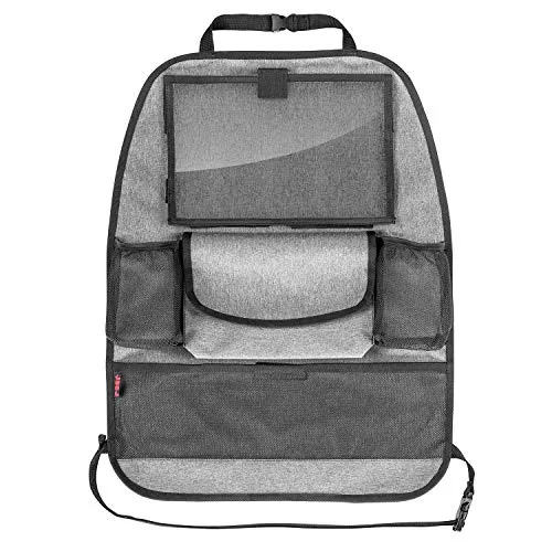 reer Autorücksitz-Organizer TravelKid Entertain, mit Tablet-Fach, schmutzabweisend, viele Taschen, für alle Autositze, auch Sportsitze, grau, 1 Stück (1er Pack)