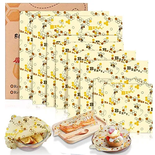Tonsooze Bienenwachstücher Set, Zero Waste Wachspapier, wiederverwendbare Bienenwachs Wraps für natürliche Lebensmittelaufbewahrung, Käse