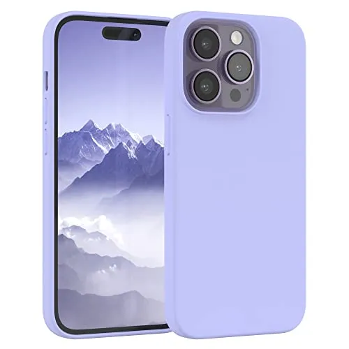 EAZY CASE Premium Silikon Handyhülle kompatibel mit iPhone 14 Pro Slimcover mit Kameraschutz und Innenfutter, Silikonhülle, Schutzhülle, Bumper, Handy Case, Hülle, Softcase, Lavendel Lila