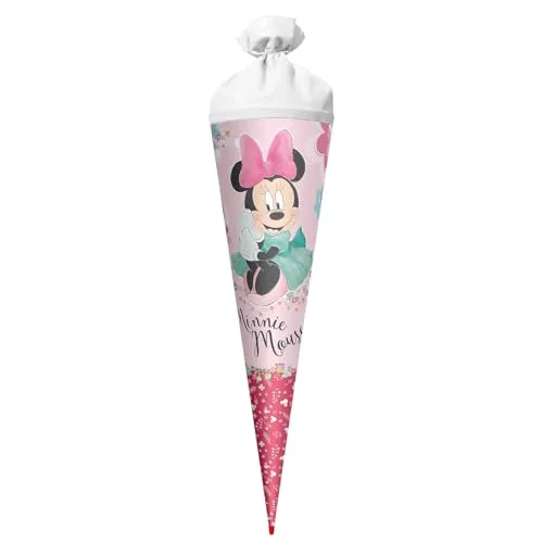 ROTH Schultüte groß Disney Minnie Mouse 70 cm - rund, Filzverschluss, ROT(H)-Spitze - Zuckertüte Disney Minnie Mouse Schulanfang