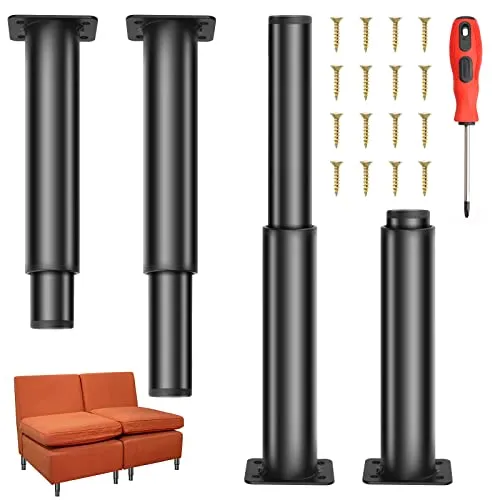 Möbelfüße 4 Stück 18-33cm Verstellbare Möbelbeine, Schwarz Verdicken Schrankfüße aus Stahl, 400KG Tragekraft Rund Möbelfüße mit Schrauben Schraubendreher, Möbelbeine für Schrank Tisch Sofa Bett