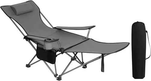 Woltu Campingstuhl klappbar mit Getränkehalter, Grau - Klappstuhl für Outdoor-Aktivitäten, ausgestattet mit Armlehnen und einem praktischen Getränkehalter. Ideal für Camping und Freizeit. Hohe Belastbarkeit bis 150 kg.