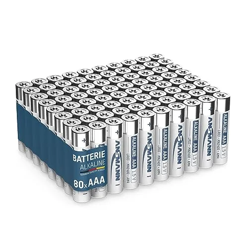 ANSMANN Batterien AAA Alkaline Größe LR03 - AAA Wegwerfbatterien (80 Stück Vorratspack) - Geprüfte Qualität - Ideal für elektronische Teelichter, Fernbedienung, Uhr, etc. Design kann abweichen