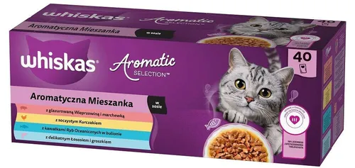 40x85g WHISKAS Aromatic Selection MIX 4 Geschmacks Rind Huhn Seefisch Lachs