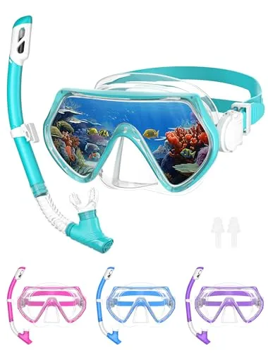 Schnorchelset Kinder Taucherbrille Dry Schnorchel Schnorcheln Set （Grün）…