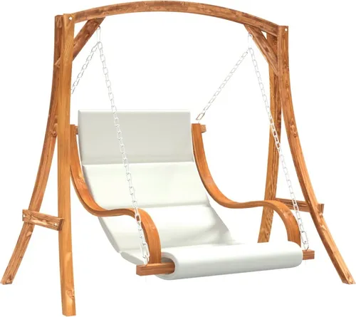 Hollywoodschaukel aus Massivholz Fichte mit Teak-Finish - Gartenmöbel für entspannte Stunden im Freien, robustes Design und gemütliche Auflage für höchsten Komfort.