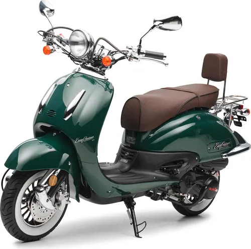 Motorroller Retro Roller EasyCruiser Eco Dunkelgrün 50ccm in grün von Burnout