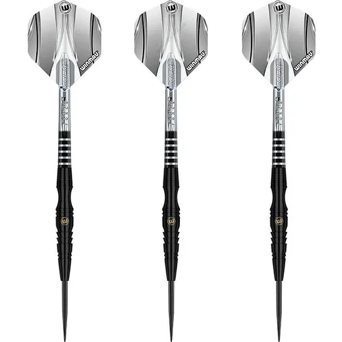WINMAU Sniper Black 22g Dart-Set - Professionelles Steel-Dartpfeile-Set mit 90% Wolfram für optimale Präzision, inklusive extra dicker Flights und mittellangen Schäften – ideal für Wettkämpfe!
