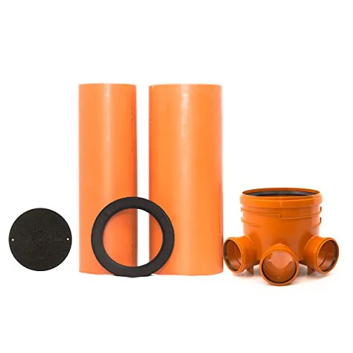KG Schacht Abwasserschacht DN 400 Schachtboden 3x160/1x160 - Rohr DN400, DN315 - Deckel DN315 - Kanal Entwässerung Komplett SET
