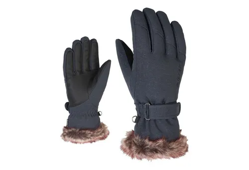 Ziener KIM Lady Glove - Stilvolle Damen Skihandschuhe mit THERMOSHIELD - Warme Skihandschuhe für Frauen mit elegantem Kunstfellbündchen, wind- und wasserabweisend dank ZIENER THERMOSHIELD und hergestellt aus recyceltem Material.