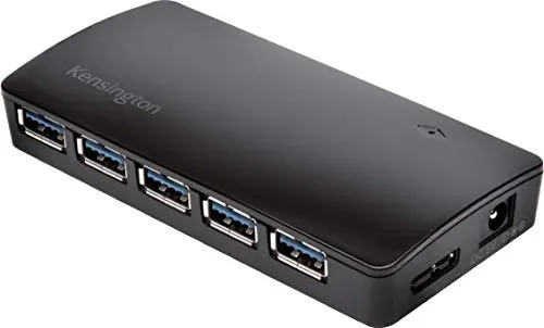 Kensington USB 3.0 Hub mit 7 Ports und Ladegerät - Hubs für einfache Verbindung und schnelles Laden, 7 USB 3.0 Anschlüsse mit Übertragungsgeschwindigkeiten von bis zu 5 Gbit/s, ideal für Smartphones und Tablets.