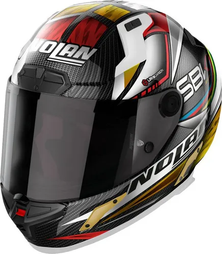 Nolan X-804 RS Ultra Carbon SBK 353 Integralhelm - Schwarz/Weiß/Gold/Rot - S - Motorradhelm mit Kohlefaser-Bauweise für höchste Sicherheit und Komfort. Innovatives NERS-System ermöglicht schnelles Abnehmen im Notfall. Ideal für leidenschaftliche Rennfahrer, die Leistung und Style suchen.
