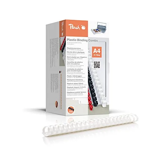 Peach Plastikbinderücken A4 - 44mm für bis zu 440 Blatt, 50 Stück in weiß