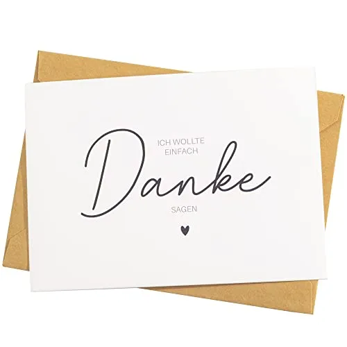 GOCOHHI 5 Karte Danke A6 mit Naturkuvert und Dankeschön Aufkleber Grußkarte zum Danke sagen Blanko Karten