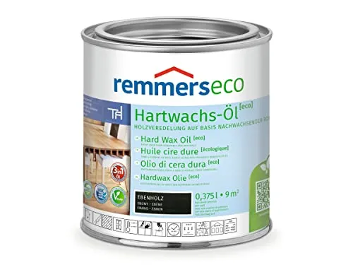 Remmers Hartwachs-Öl [eco] Ebenholz, 0,375 Liter - Holzöle – Nachhaltiges, veganes Hartwachsöl für Innen mit natürlicher Basis, das Holz schützt und die natürliche Struktur betont.