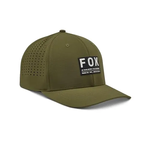 Fox Racing Herren Non Stop Tech Flexfit Hut, Olivgrün, S/M - Baseball Caps für Herren mit ikonischem Logo und patentierter Stretch-Fit-Technologie für optimale Passform und Tragekomfort.