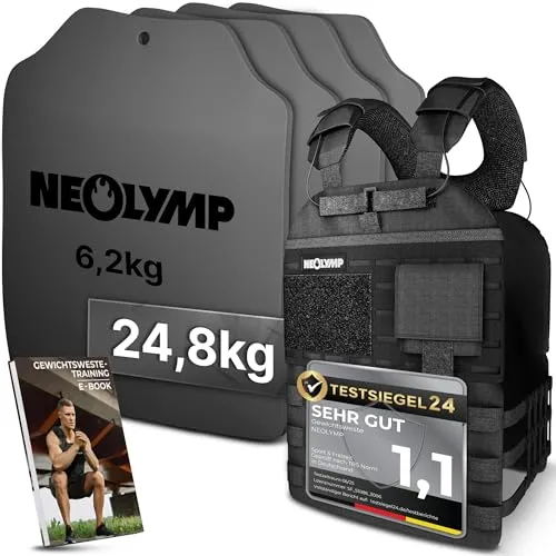NEOLYMP Gewichtsweste 25 KG – Unisex Weighted Vest für effektives Training - Verstellbare Gewichtsweste für optimalen Sitz und Rutschfestigkeit. Ideal für HIIT, Calisthenics und mehr. Robuste Bauweise und atmungsaktives Material sorgen für Komfort und Langlebigkeit.