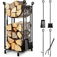 BLACK OAK Kaminholzständer JACINTO – Modernes Kaminholzregal aus Stahl Pulverbeschichtet für Kaminholz Innenbereich, Schlank & Stabil