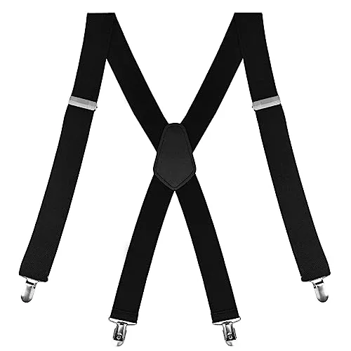 Nutabevr 3,5 cm breite Hosenträger für Herren, Länge 110cm elastisch und verstellbar X-förmige Riemen mit sehr Starken 4 Metall Clip, Tolle Passform für Damen Herren Einheitsgröße