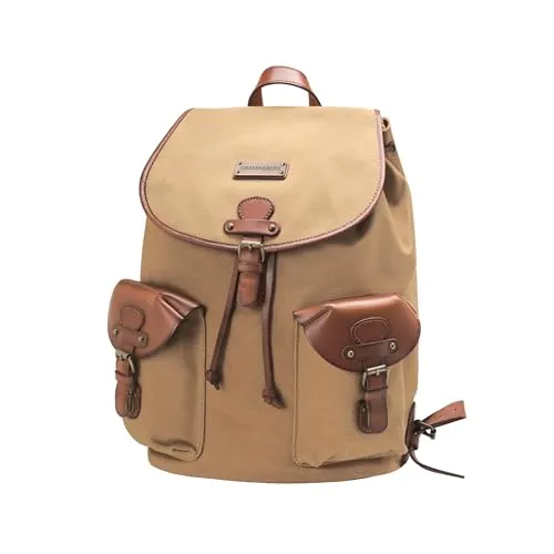DRAKENSBERG Rucksack 'Henrietta' - Vintage Canvas & Leder, 20L - Tagesrucksäcke: Hochwertiger Rucksack im alpinen Vintage-Design, handgefertigt aus echtem Büffelleder und 100% Baumwolle, ideal für Alltag und Reisen, mit 13