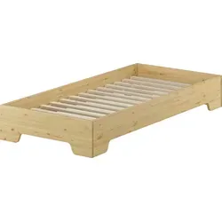 ERST-HOLZ Funktionsbett 100 x 190 cm - Massivholz Kiefer - Lattenrost und Gästebett in einem, aus nachhaltigem Kiefernholz gefertigt. Ideal für Gäste oder als Jugendbett mit einfacher Montage und robustem Design.