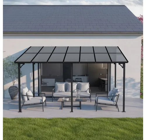 HOME DELUXE Terrassendach aus Aluminium ECO - Terrassenüberdachung – Stilvoller Wetterschutz mit stabiler Konstruktion und transparenten Plexiglasplatten für viel Tageslicht. Wetterfest und pflegeleicht, ideal für deinen geschützten Außenbereich.