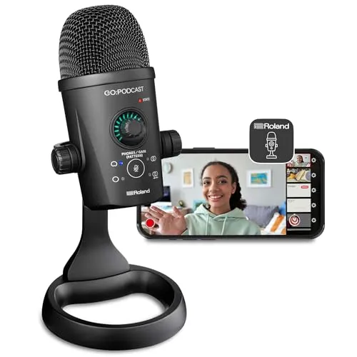 Roland GO:PODCAST - All-in-One Video-Podcasting-Studio - Mobiles Livestreaming für Smartphones mit USB-Kondensatormikrofon, intuitiver App und vielfältigen Videofunktionen. Perfekt für kreative Podcasts und Streaming-Events.