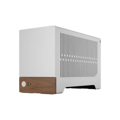 Fractal Design Terra Silver - mITX Gaming Case mit Walnuss-Frontpanel, PCIe 4.0 Riser-Kabel, USB Type-C und elegantem Aluminium-Design für leistungsstarke GPUs bis 322 mm