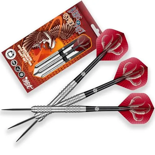Shot! Birds of Prey Osprey Steel Tip Dart Set | 80% Tungsten Barrels | Steeltip Darts mit Schäften und Flights | Präzision und Kontrolle | 24 Gramm