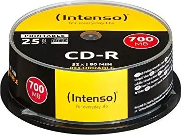 Intenso 1801124 CD-R Rohlinge 700MB 52x - 25er Spindel, kratzfest und bedruckbar für höchste Premium-Qualität