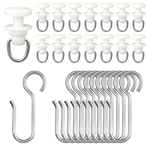 Stück Gardinenröllchen für Schiene, 50 Gardinenhaken Gleiter und 50 Metall Vorhang Haken, Gardinenröllchen, Gardinengleiter für alle Standardschienen, Vorhang Haken, Duschvorhang Schiene 100