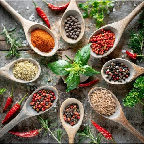 artissimo, Glasbild, 30x30cm, AG5477A, Essen und Trinken: Kräuter IV, Bild aus Glas, moderne Wanddekoration aus Glas, Wandbild Küche modern, Küchenbild bunt vintage