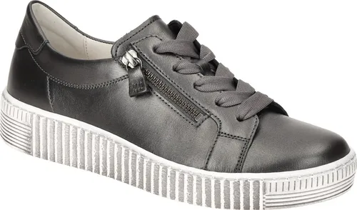 Gabor City antiksilber smoky Damen Sneaker low in Grau, Größe 6 - Wanderschuhe mit echtem Leder und Best Fitting Innensohle für optimalen Tragekomfort, ideal für modische Auftritte und lange Tage.