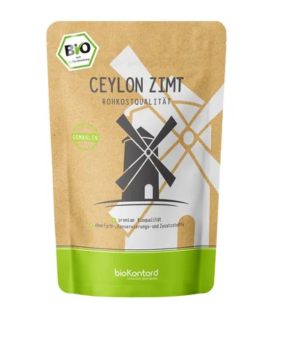 Ceylon Zimt 250 g - 100% natürliches Zimtpulver von bioKontor - Kräuter & Gewürze – Mild-aromatischer Ceylon Zimt in Rohkostqualität, perfekt zum Verfeinern von Speisen und Getränken, ohne Zusatzstoffe.