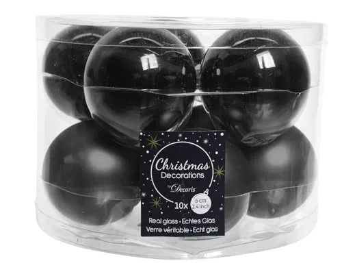 Weihnachtskugeln Glas 60mm (schwarz) Christbaumkugeln 6cm 10
