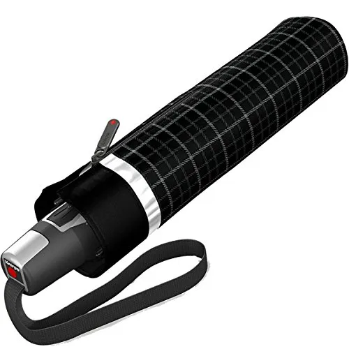 Knirps Regenschirm Fiber T2 Duomatic Sicherheitsschirm Reflect (Black-dot) - Taschenschirm mit Auf-Zu Automatik, stabil und sicher, ideal für unterwegs und schützt zuverlässig vor Regen.