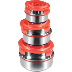 3tlg. KING® Vorratsdosen-Set KLICKBOX luftdichte Behälter in den Größen Ø16cm, Ø13cm, Ø10.5cm / aus Edelstahl mit innovativem und luftdicht...