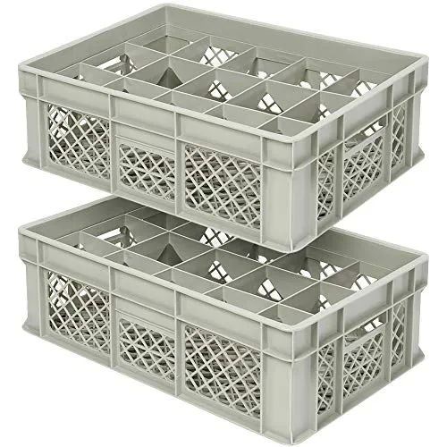 BRB Gläserkasten für 15 Gläser, 600x400x200 mm - Transportbox für 15 Gläser, ideal als Lager- und Spülkorb. Hergestellt aus hochwertigem PE-HD, bietet sie eine max. Glashöhe von 175 mm und eine optimale Stabilität.