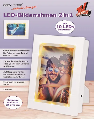 TV Unser Original Easymaxx LED Bilderrahmen 2 in 1, 3V, weiß Rahmen Bild