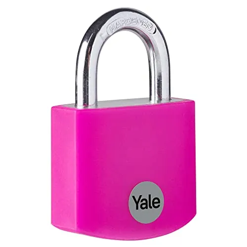 Yale - YE3B/38/119/1/P Standardsicherheit 38 mm Aluminium Vorhängeschloss - Rosa - offener Stahlbügel - 3 Schlüssel