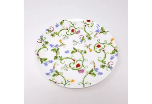 TeaLogic Kuchenteller Blumenranken, Spülmaschinengeeignet, Weiß, Motiv: Blumen