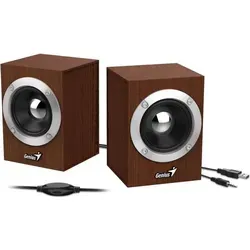 Genius Lautsprecher SP-HF280, 2.0, 6W, braun, Lautstärkeregler, 3.5mm Klinke (USB), 100Hz20kHz