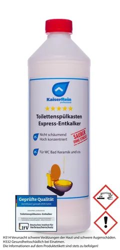 KaiserRein Toilettenspülkasten Express-Entkalker 1L Entkalker Kalklöser extra stark zur Entfernung hartnäckiger Kalkablagerungen in WC, Spülkästen und Keramik.