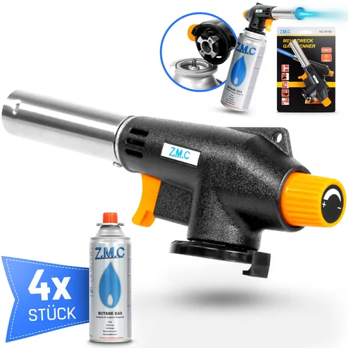 Gasbrenner Bunsenbrenner Lötlampe Lötbrenner Gasanzünder + 4 Gaskartuschen 227g