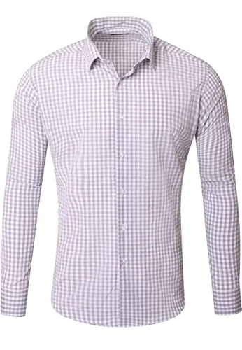 Reslad Kariertes Hemd Herren Slim Fit - Trendiges Freizeithemd in Grau - Elegantes Herrenhemd im Vichy-Karomuster, ideal für modische Anlässe. Der körpernahe Schnitt bietet optimalen Tragekomfort, während das bügelleichte Material für einen stets gepflegten Look sorgt.