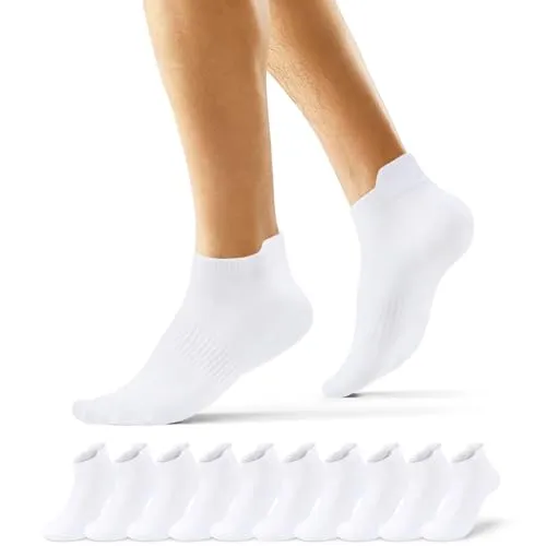 EKSHER Sneaker Socken Herren 43-46 10 Paar Kurze Baumwolle Weiß Socken Damen Laufsocken Herren 43-46 Halbsocken Kurz Sportsocken Anti Schweiß Atmungsaktive Sommer Halbe Low Running Socks
