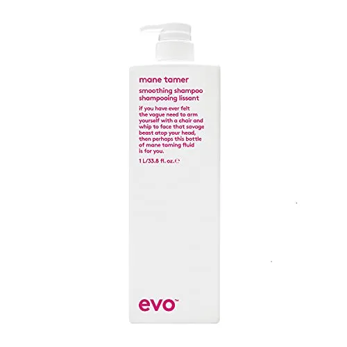 Evo mane tamer smoothing shampoo 1l I Shampoo zum Glätten für krauses, widerspenstiges und coloriertes Haar I verleiht Geschmeidigkeit, Glanz und reduziert Frizz I vegan, ohne Sulfate